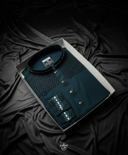 Zaqran Panjabi - Bottle Green(Microstitch)